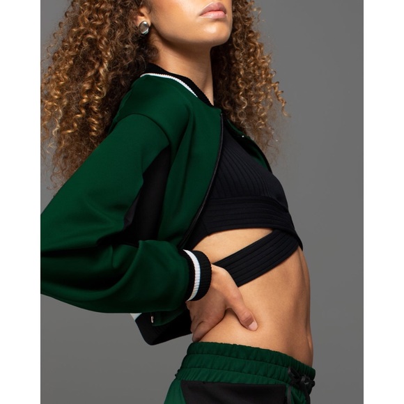 MICHI Carve Jacket Cropped Scuba Ribbed Track Colorblock Stripe - Picture 3 of 16